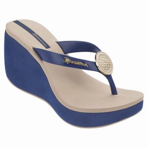 Beige / Blue Women's Ipanema Bossa Flip Flops | 4937605-IO