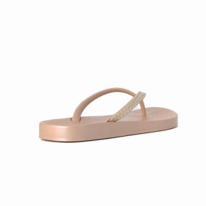 Beige / Gold Women's Ipanema Ana Metallic IV Flip Flops | 7120495-UH