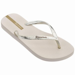 Beige / Gold Women's Ipanema Glam II Flip Flops | 2437069-WB