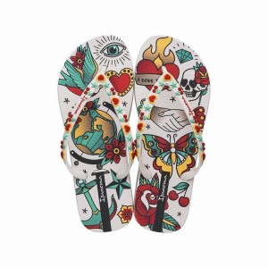 Beige / Green Women's Ipanema Sem Igual Tattoo Flip Flops | 7412509-WM