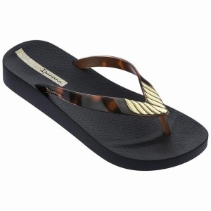 Black / Brown / Gold Women's Ipanema Elegance Flip Flops | 3284715-KF