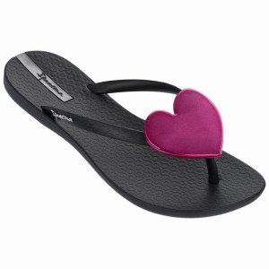 Black / Red Women's Ipanema Maxi Fashion II Flip Flops | 3486107-VX