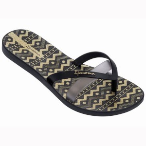 Black / Silver Women's Ipanema Kirei Silk III Flip Flops | 4509718-BN