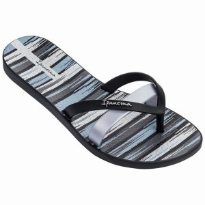 Black / Silver Women's Ipanema Kirei Silk IV Flip Flops | 0586214-JT