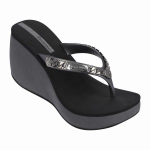 Black / Silver Women's Ipanema Lipstick Chains Flip Flops | 6078942-OK