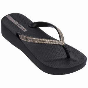 Black / Silver Women's Ipanema Mesh Plat V Flip Flops | 9812735-ZQ