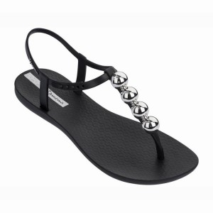 Black / Silver Women's Ipanema Pearl Sandals | 7386421-DV