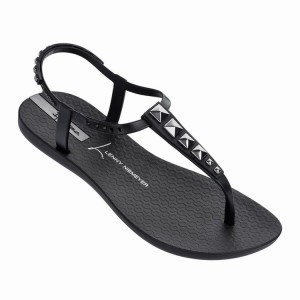 Black / Silver Women's Ipanema Premium Lenny Rocker Sandals | 0167248-YJ