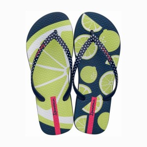 Blue / Green Women's Ipanema Frutas Flip Flops | 9637412-UJ