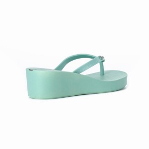 Green Women's Ipanema Daisy Wedge Flip Flops | 7398645-AF