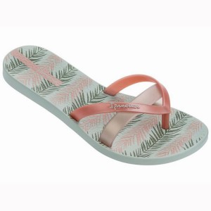 Green / Pink Women's Ipanema Kirei Silk III Flip Flops | 2843069-RI