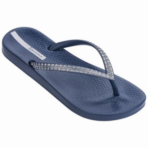 Navy Women's Ipanema Mesh IV Flip Flops | 4392018-BP