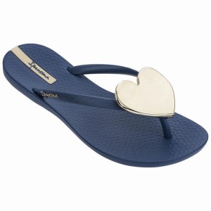 Navy / Gold Women's Ipanema Maxi Fashion II Flip Flops | 5976102-NW