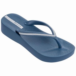 Navy / Silver Women's Ipanema Mesh Plat II Flip Flops | 9413065-PO