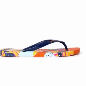 Orange / Blue Women's Ipanema I Love Sun Flip Flops | 7956824-JT