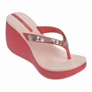 Pink / Silver Women's Ipanema Lipstick Chains Flip Flops | 5923748-FA