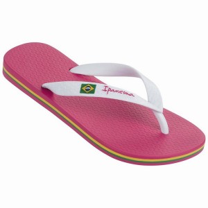 Pink / White Women's Ipanema Brasil Classic II Flip Flops | 3956170-VS