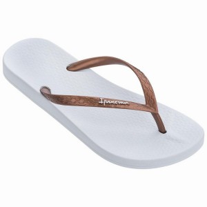 White / Gold Women's Ipanema Anatomic Tan Flip Flops | 4386715-DK