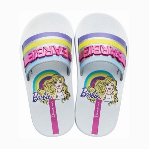 White / Silver Kids'' Ipanema Barbie Slides | 6923754-DY