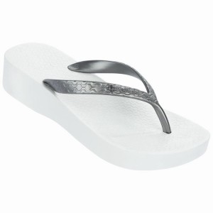 White / Silver Women's Ipanema Brasil Tropical Plat Flip Flops | 3984750-KM