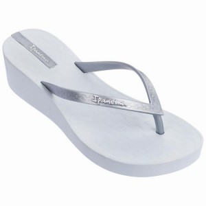 White / Silver Women's Ipanema Daisy Wedge Flip Flops | 5801247-JK