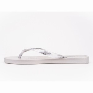 White / Silver Women's Ipanema Glam Flip Flops | 6741825-LY