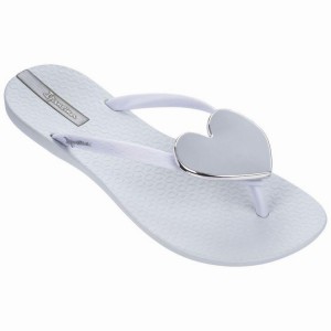 White / Silver Women's Ipanema Maxi Fashion II Flip Flops | 9784206-ZL