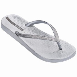 White / Silver Women's Ipanema Mesh IV Flip Flops | 3791608-IK