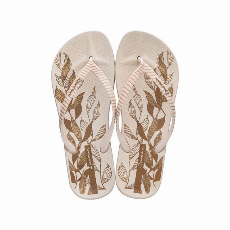 Beige Women\'s Ipanema Anatomic Nature IV Flip Flops | 1976032-HA