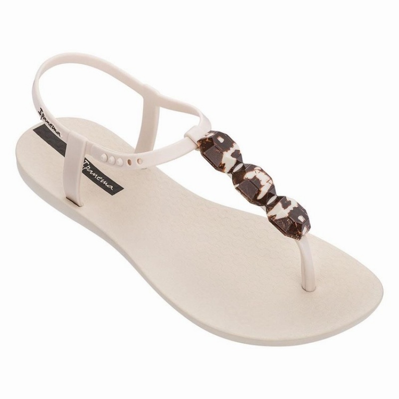 Beige Women\'s Ipanema Charm VII Marble Sandals | 4380251-ZF