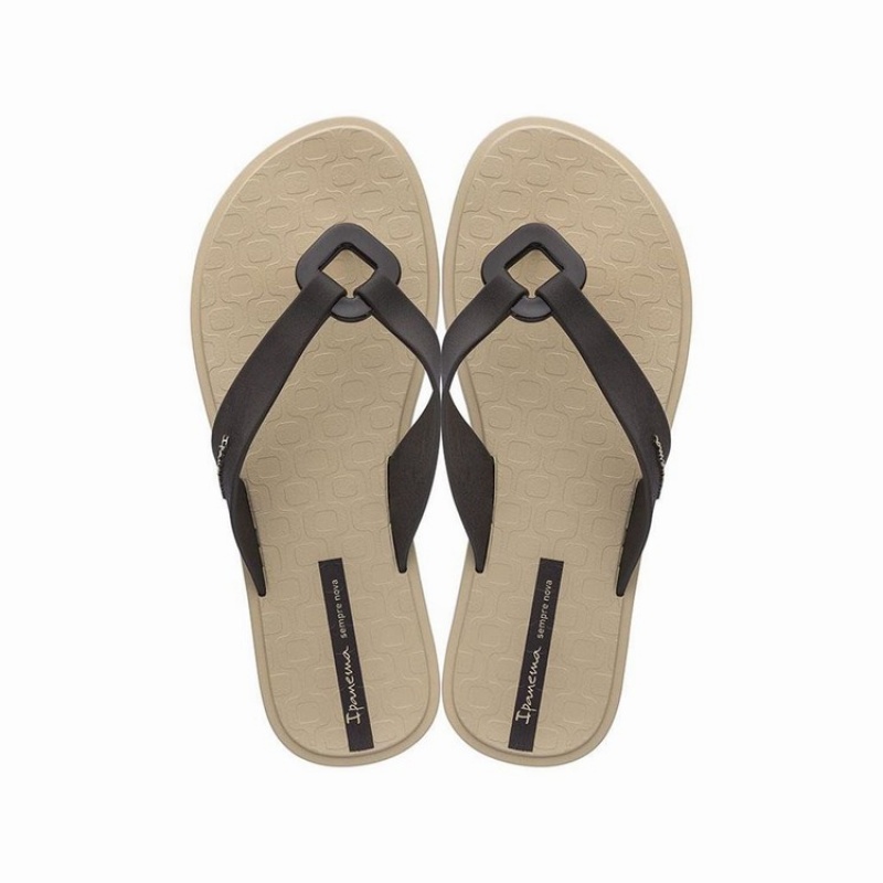 Beige / Black Women\'s Ipanema Nexo Flip Flops | 0538174-TW