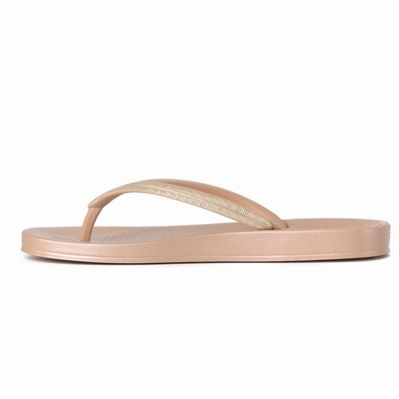 Beige / Gold Women's Ipanema Ana Metallic IV Flip Flops | 7120495-UH