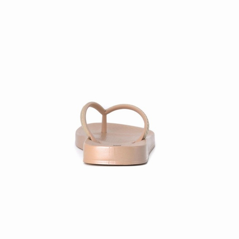 Beige / Gold Women's Ipanema Ana Metallic IV Flip Flops | 7120495-UH