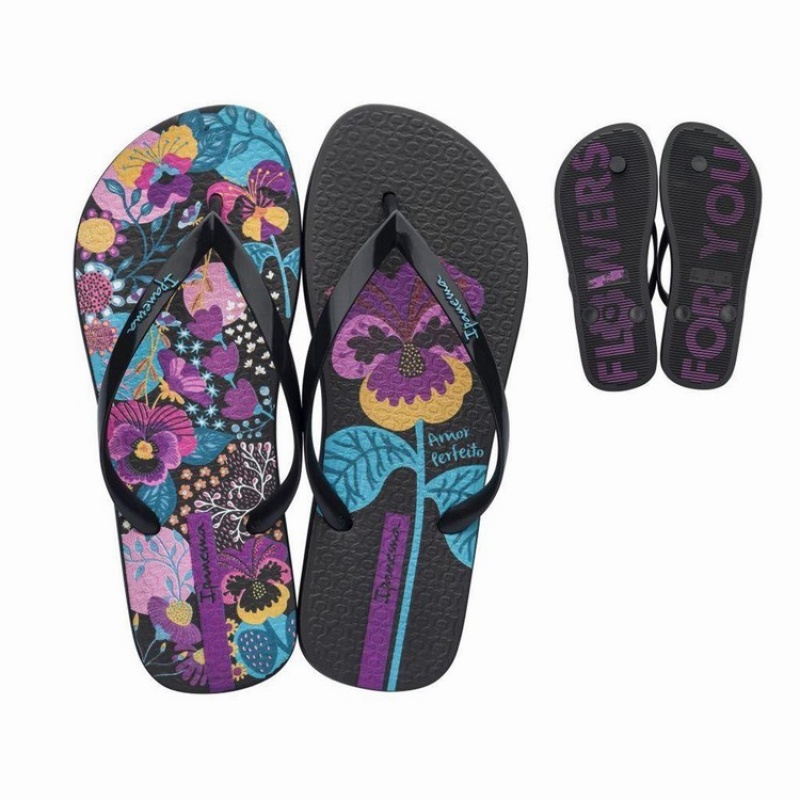 Black Women's Ipanema Botanicals Flip Flops | 1845672-GJ