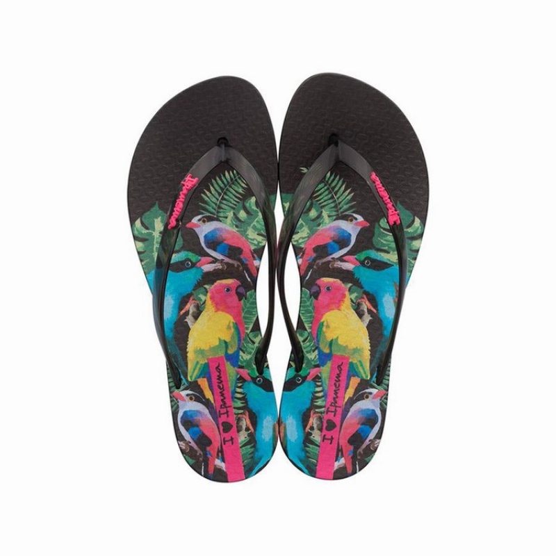 Black Women's Ipanema Wave Natural Flip Flops | 7624953-UZ