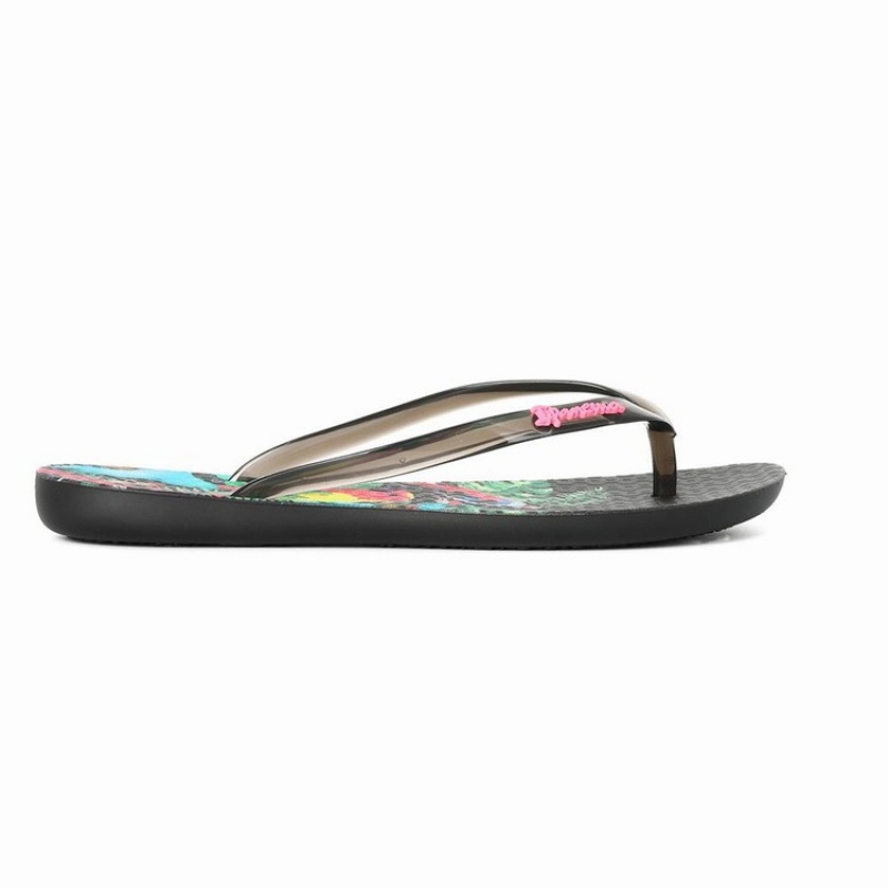 Black Women's Ipanema Wave Natural Flip Flops | 7624953-UZ