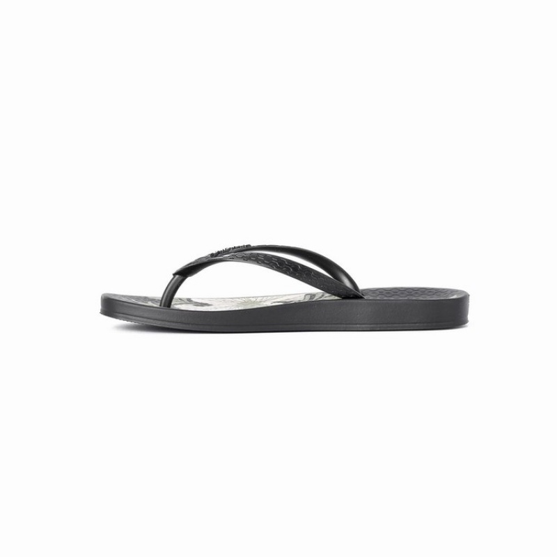 Black / Beige Women's Ipanema Ana Hibiscus Flip Flops | 8093257-UQ