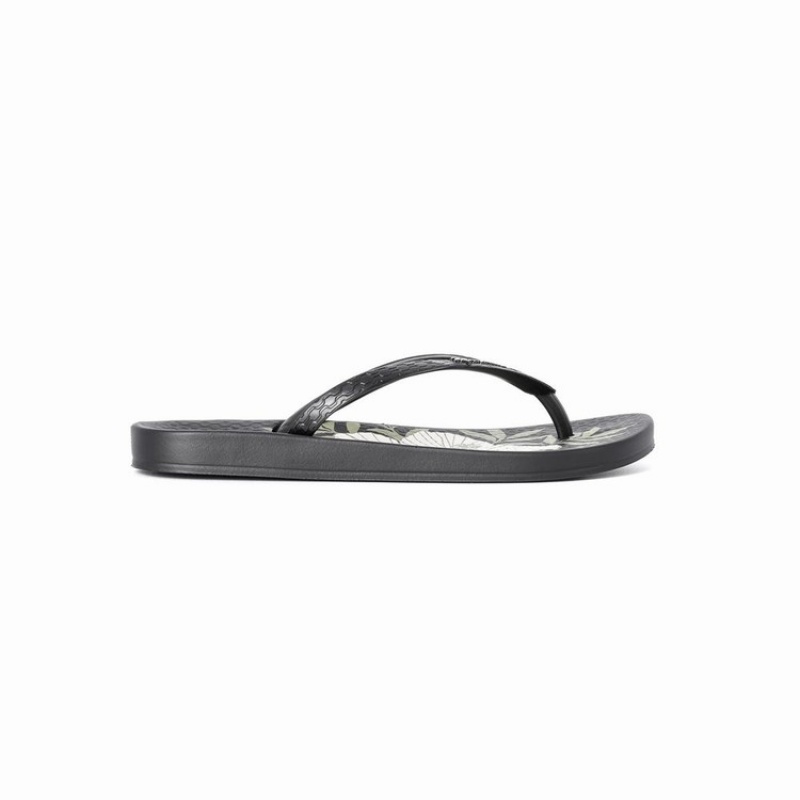 Black / Beige Women's Ipanema Ana Hibiscus Flip Flops | 8093257-UQ