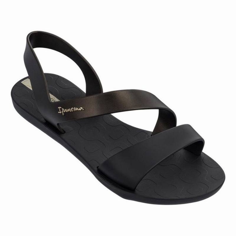 Black / Gold Women's Ipanema Vibe Sandals | 8742691-RM