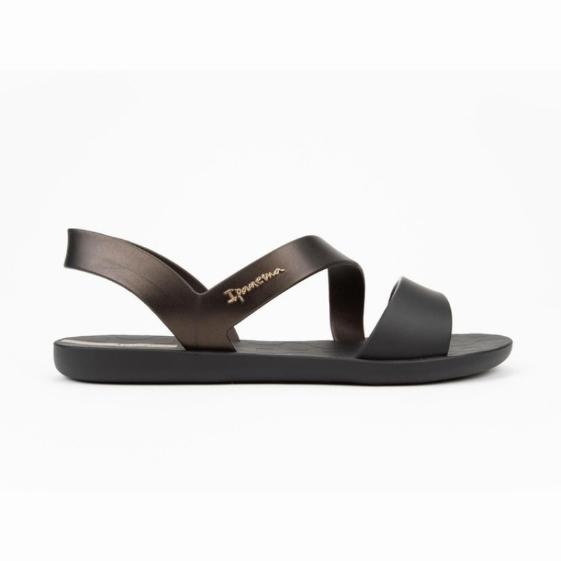 Black / Gold Women's Ipanema Vibe Sandals | 8742691-RM