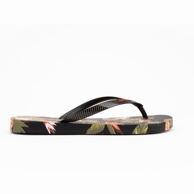 Black / Green Women's Ipanema Paradise Flip Flops | 8039162-JE