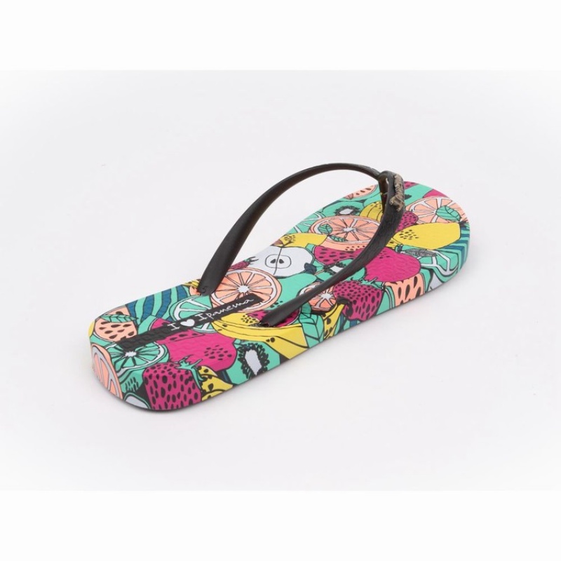 Black / Green Women's Ipanema Pop Flip Flops | 1624037-HO