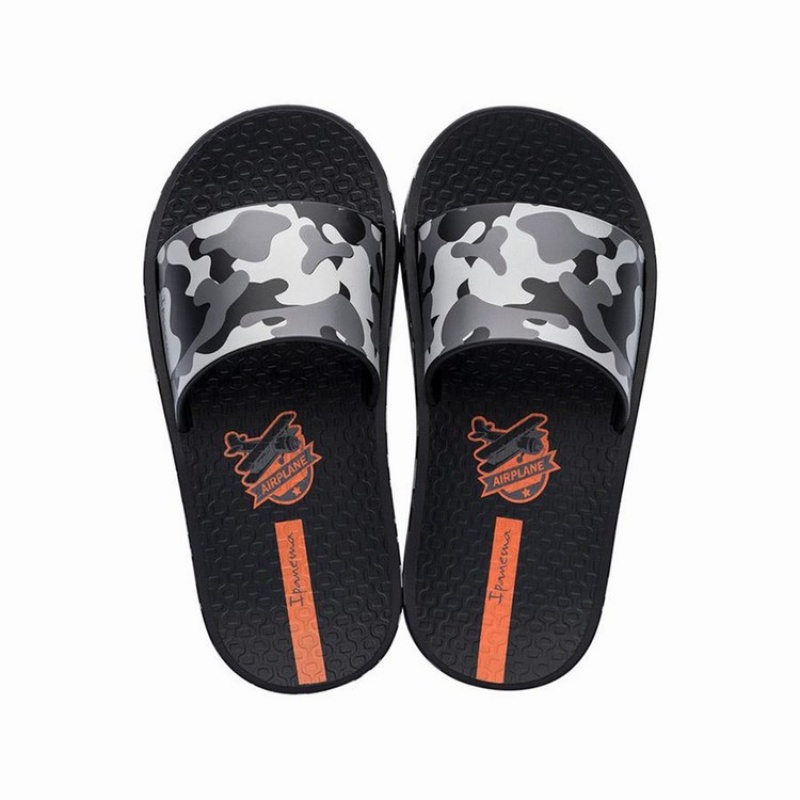 Black / Grey Kids\'\' Ipanema Slippy Sandals | 5628490-SW