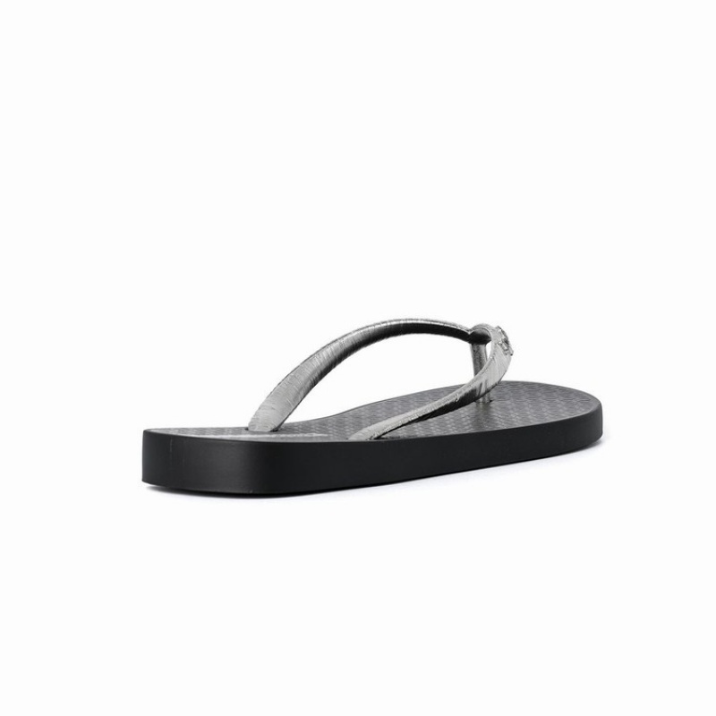 Black / Silver Women's Ipanema Foil Flip Flops | 3806974-FW