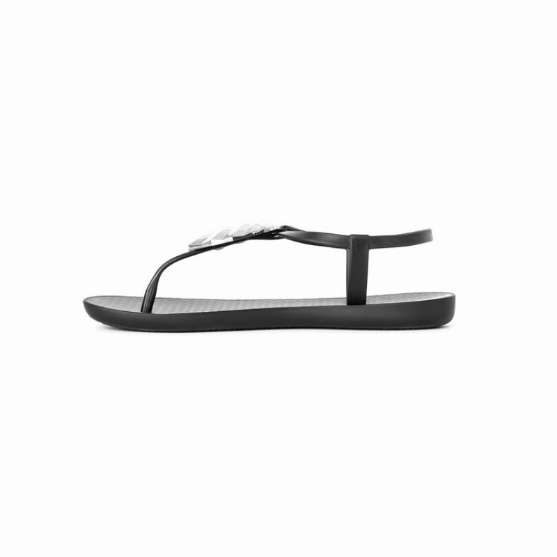 Black / Silver Women's Ipanema Leaf Sandals | 3854026-ID