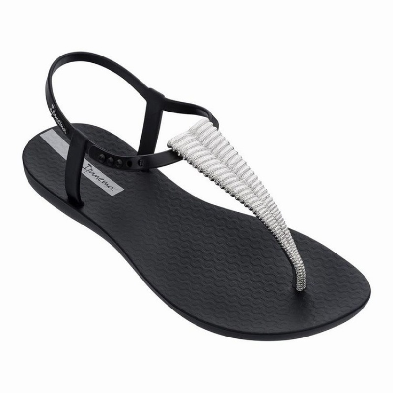 Black / Silver Women's Ipanema Ribba Sandals | 6374125-YF