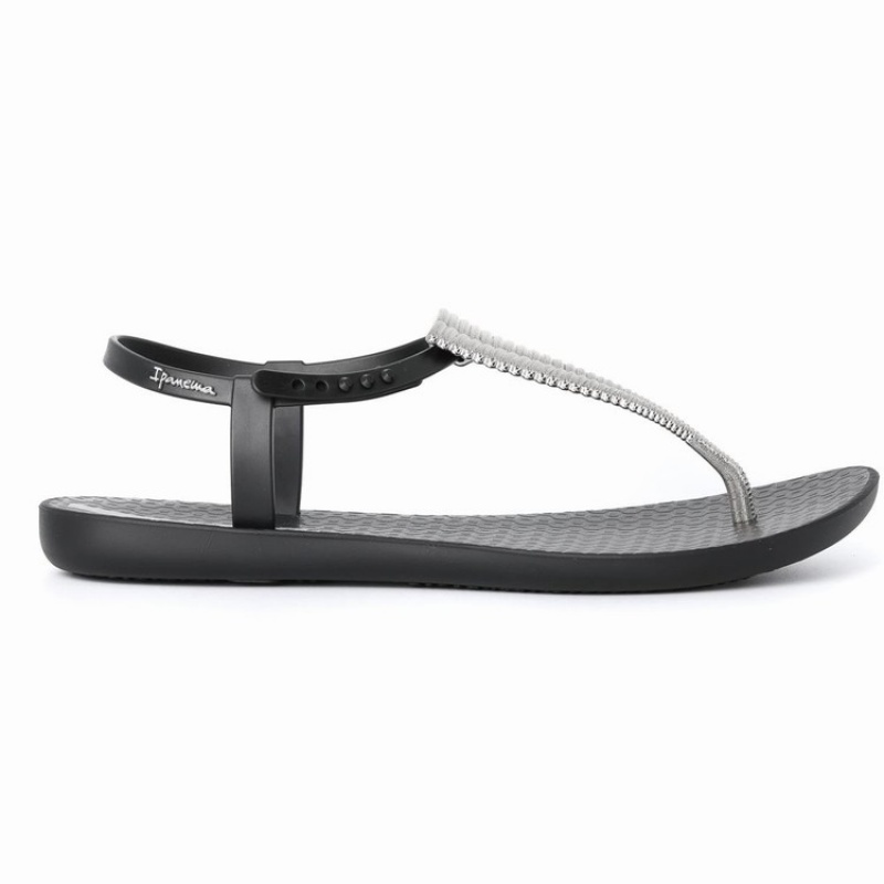 Black / Silver Women's Ipanema Ribba Sandals | 6374125-YF