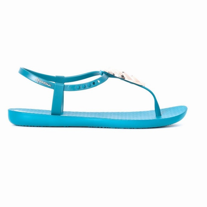 Blue / Gold Women's Ipanema Leaf Sandals | 4528137-BN