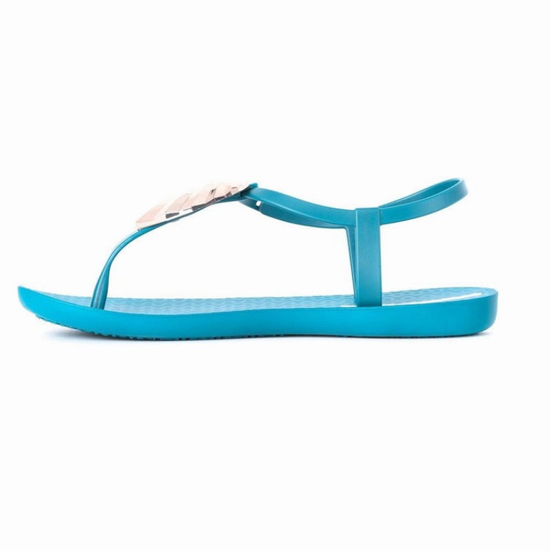 Blue / Gold Women's Ipanema Leaf Sandals | 4528137-BN