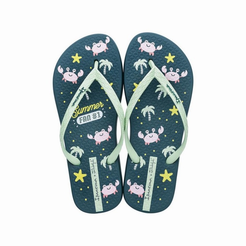 Blue / Green Women's Ipanema Mr. Wonderful II Flip Flops | 6235084-MO